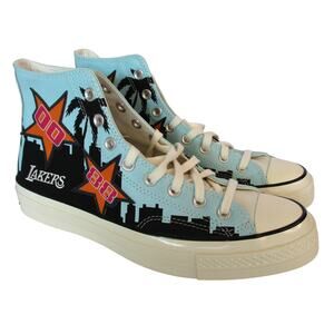 New CONVERSE Chinatown Market Chuck 70 Lakers Hi-Top Leather Sneakers Sz 9.5